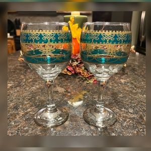 World Market-Pair of Decorated Wine Glasses
